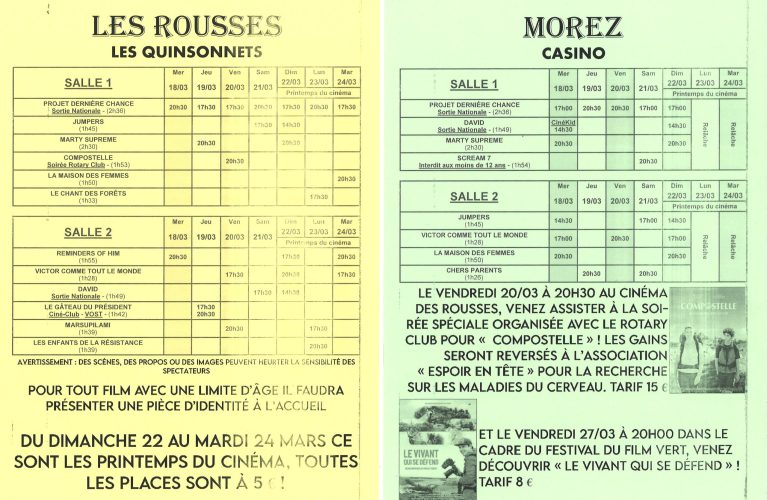 PROGRAMME CINÉMA DU 18 AU 24 MARS