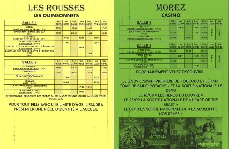 PROGRAMME CINÉMA