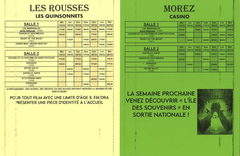 Cinéma du 14 au 20 octobre 2026