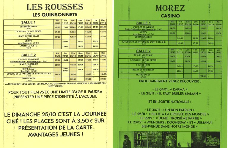 PROGRAMME CINÉMA
