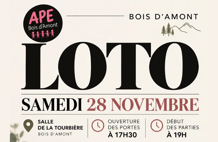 LOTO APE 28 NOVEMBRE 2026 – SALLE DE LA TOURBIÈRE